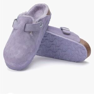 NEW Birkenstock Shearling Lined Boston Clogs purple fog  Women’s 10 -10.5 EU 41